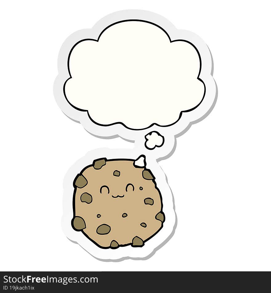 cartoon biscuit and thought bubble as a printed sticker