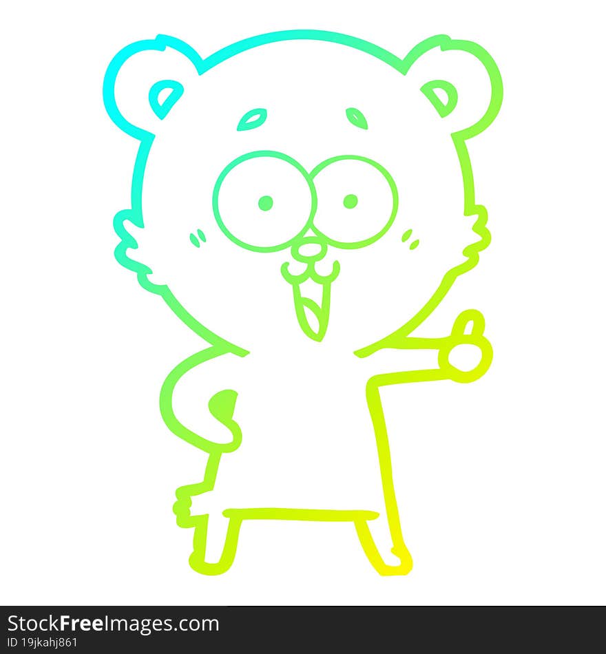 cold gradient line drawing of a laughing teddy  bear cartoon