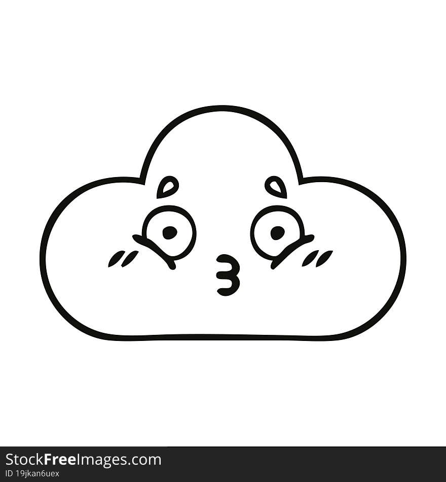 line drawing cartoon white cloud