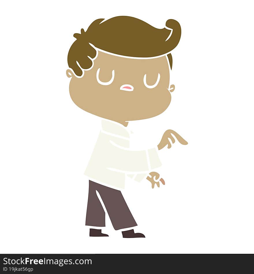 flat color style cartoon aloof man pointing finger