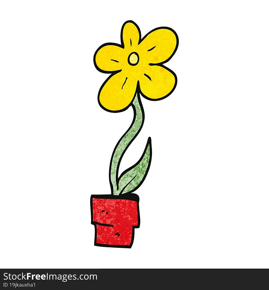 cartoon doodle flower pot