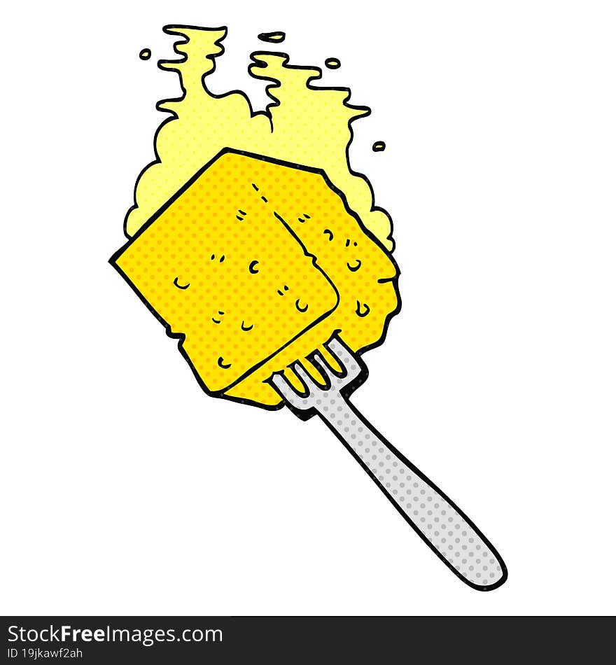 Comic Book Style Cartoon Cheese On Fork