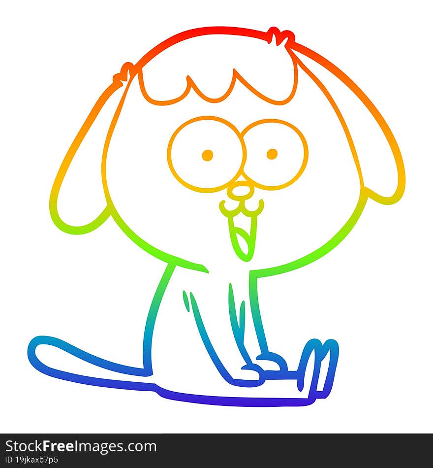 rainbow gradient line drawing of a cute cartoon dog