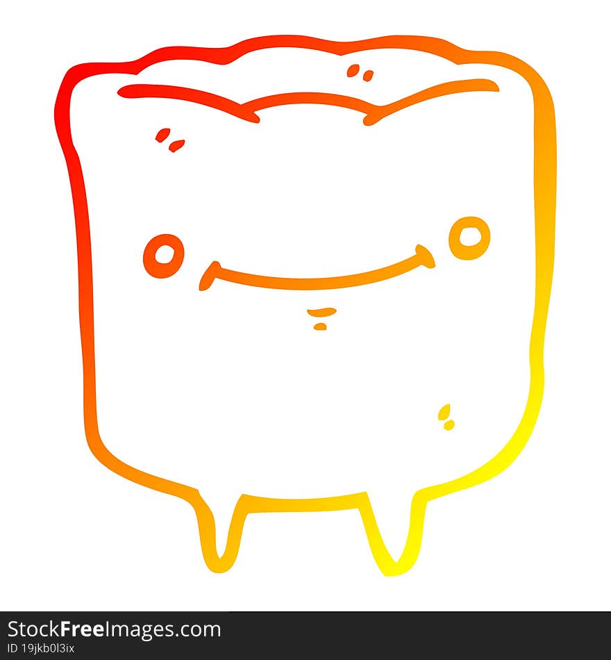 warm gradient line drawing cartoon happy tooth