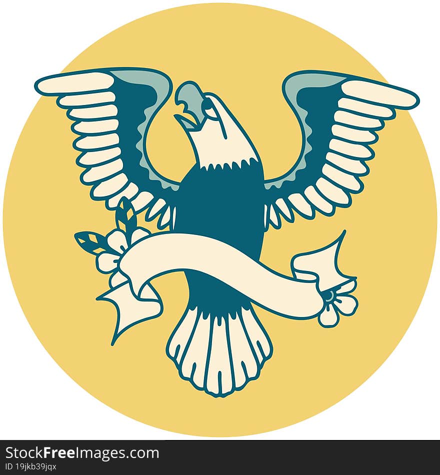 icon with banner of an american eagle