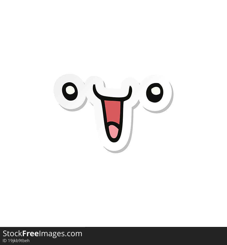 Sticker Of A Cute Happy Cartoon Face