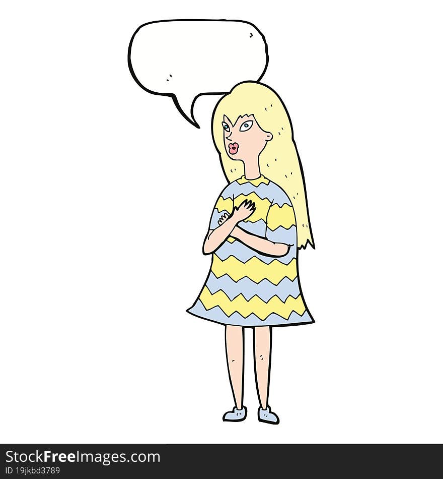 cartoon surprised girl with speech bubble