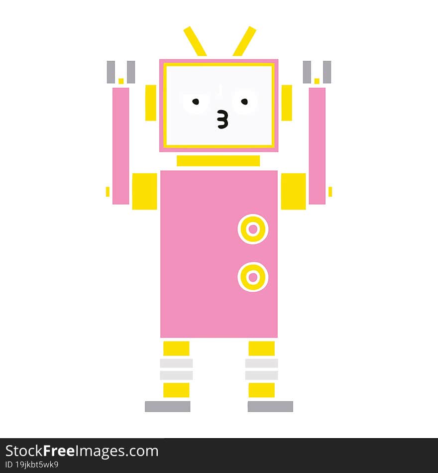 Flat Color Retro Cartoon Robot