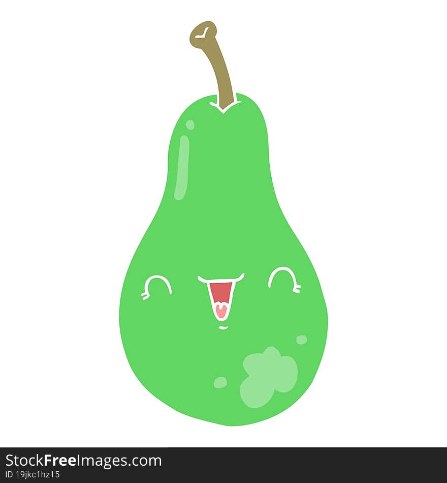 Flat Color Style Cartoon Pear