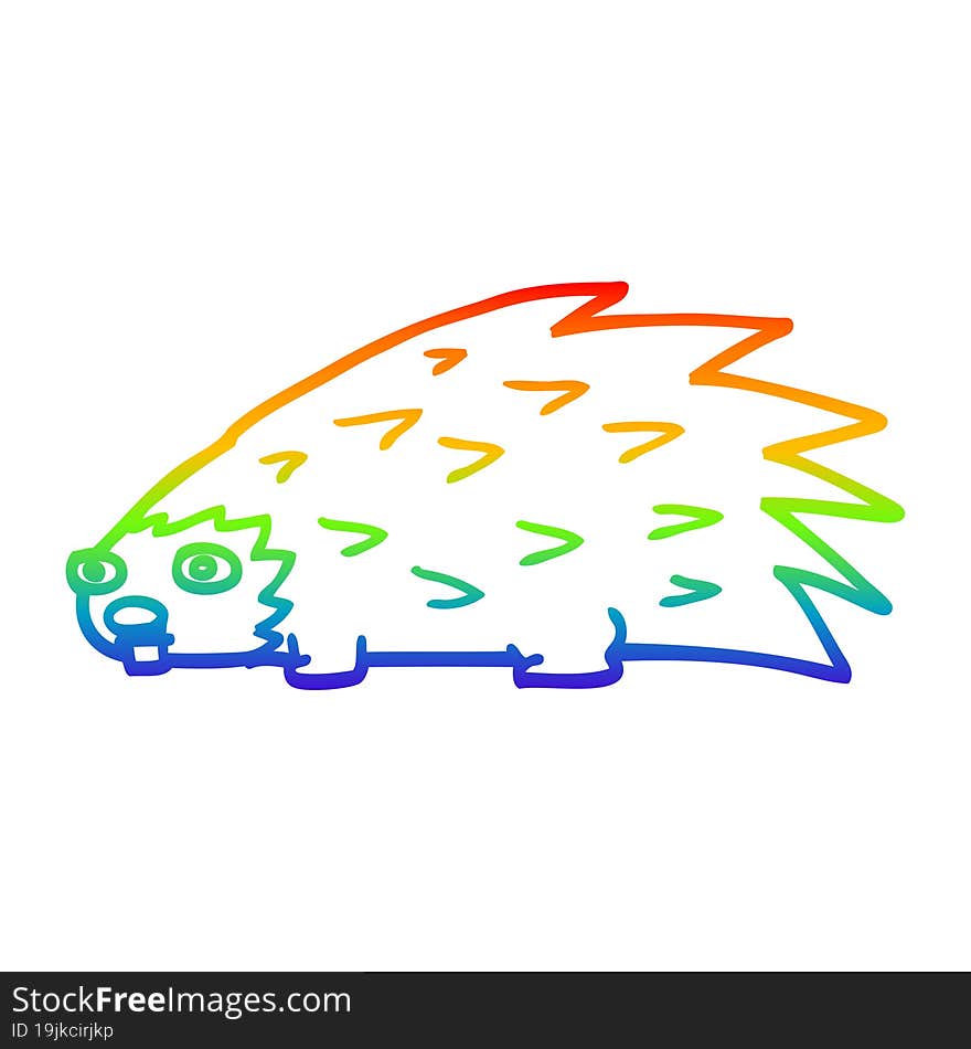 rainbow gradient line drawing cartoon spiky hedgehog