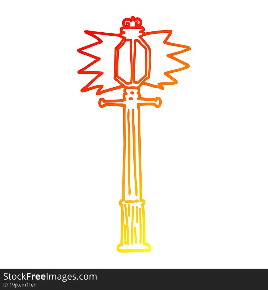 warm gradient line drawing cartoon lamp post