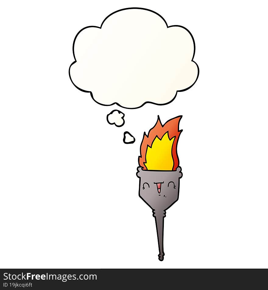 Cartoon Flaming Chalice And Thought Bubble In Smooth Gradient Style