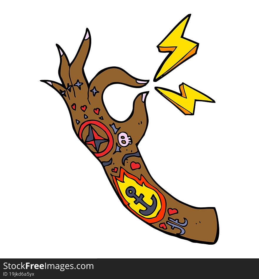 cartoon tattoo arm symbol