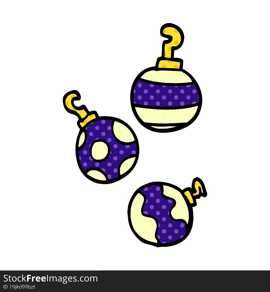 cartoon doodle xmas baubles