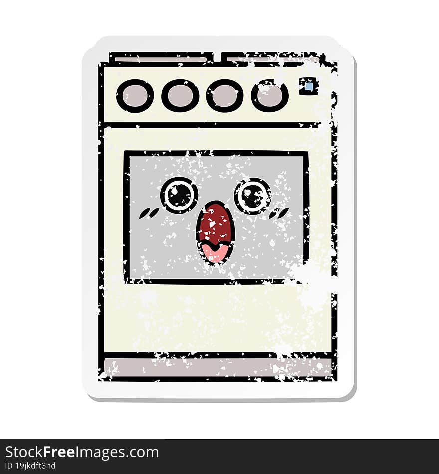 distressed sticker of a cute cartoon kitchen oven