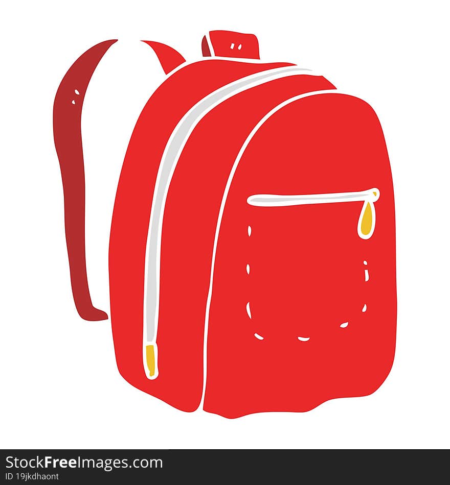 Flat Color Illustration Of A Cartoon Rucksack