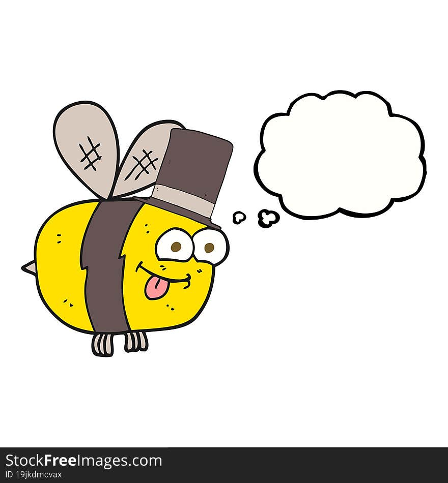 thought bubble cartoon bee wearing hat