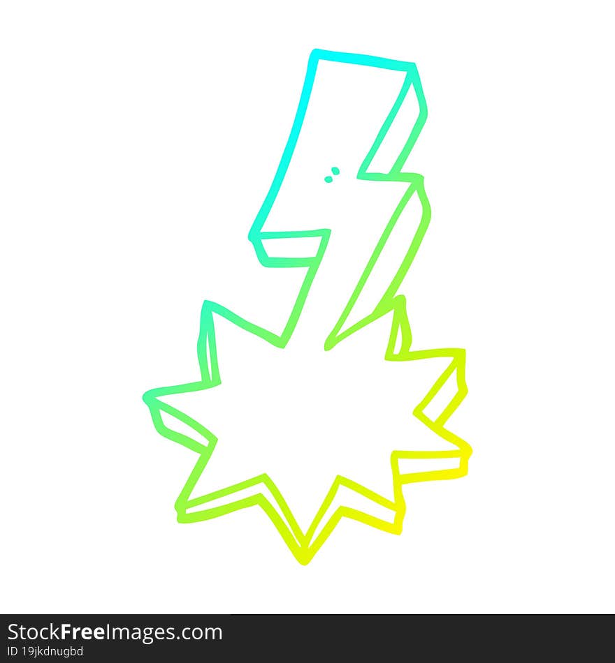 cold gradient line drawing cartoon lightning strike