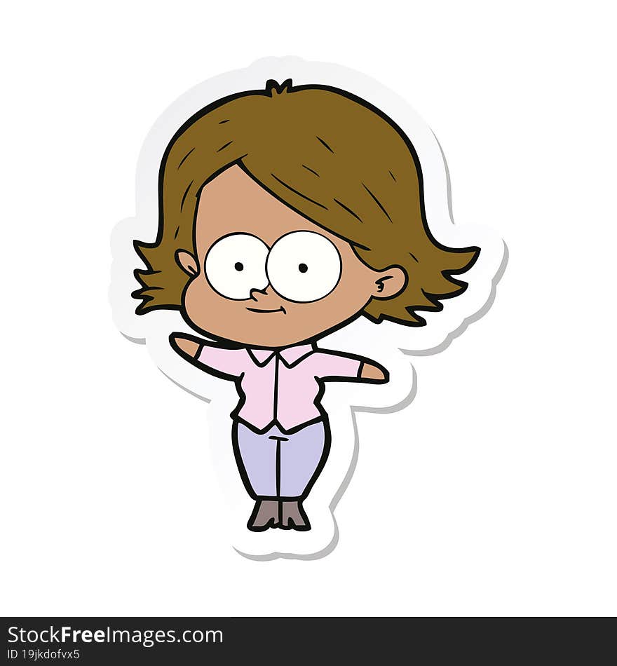 sticker of a happy cartoon girl