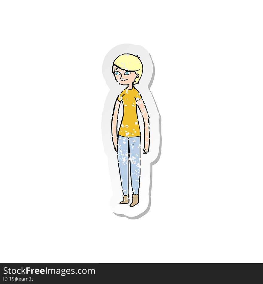 retro distressed sticker of a cartoon woman