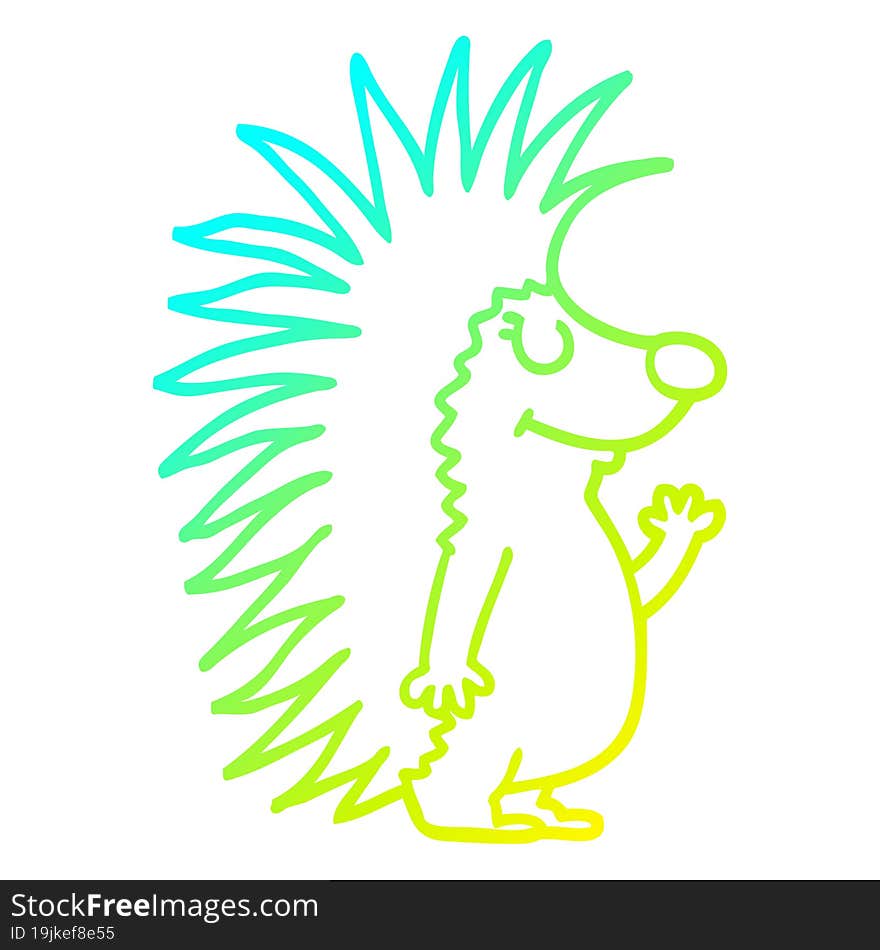 cold gradient line drawing cartoon spiky hedgehog