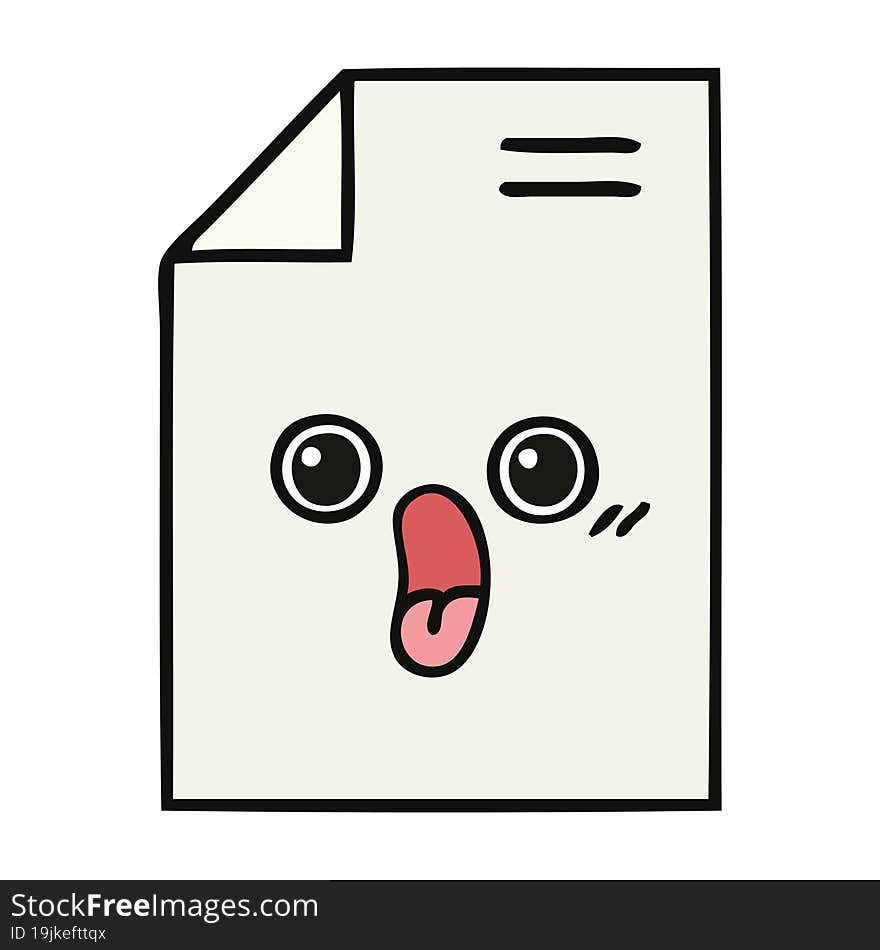 cute cartoon of a sheet of paper. cute cartoon of a sheet of paper