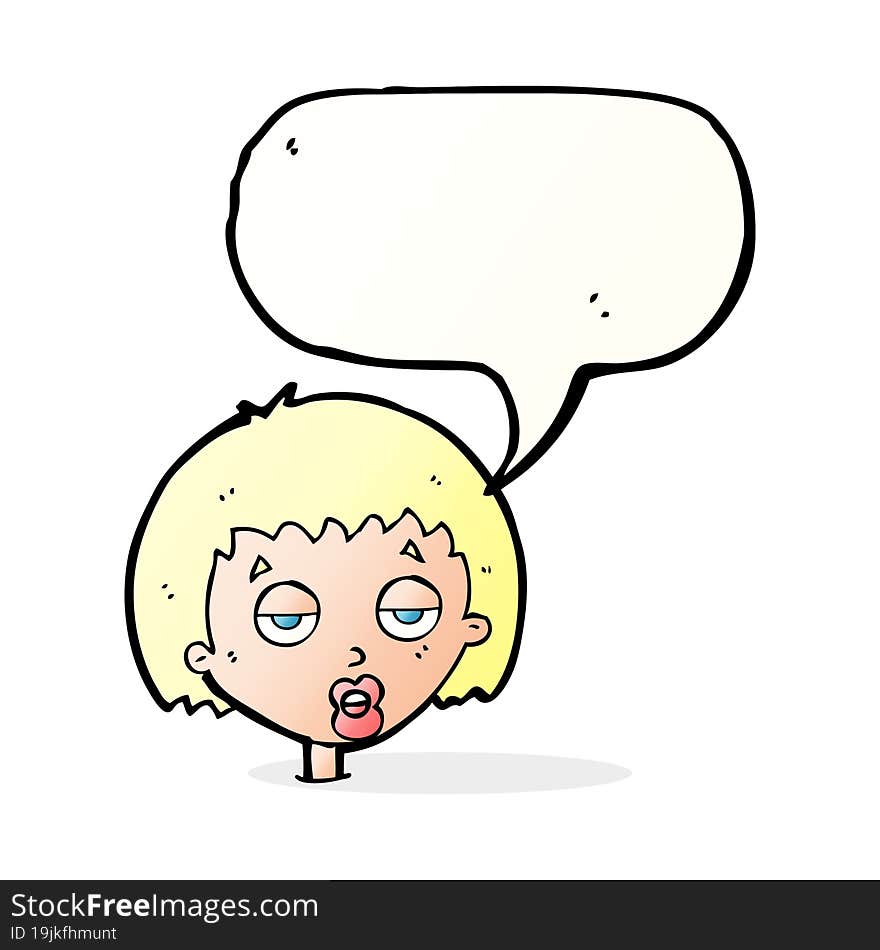 cartoon bored woman with speech bubble