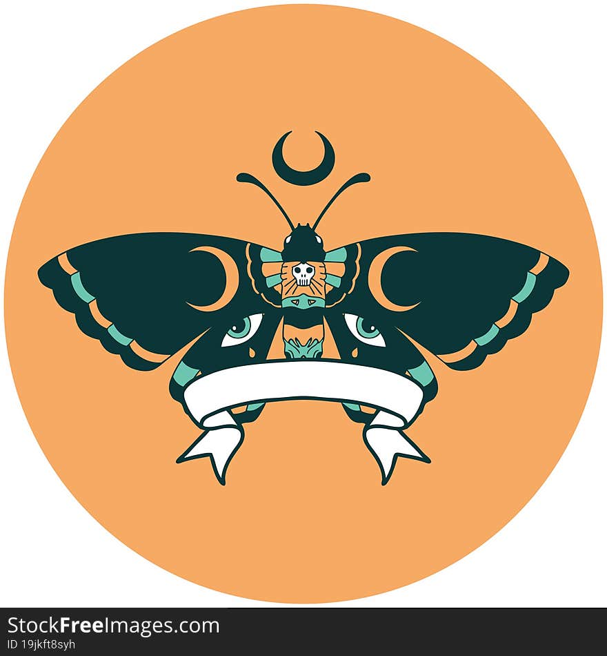 icon with banner of a moth