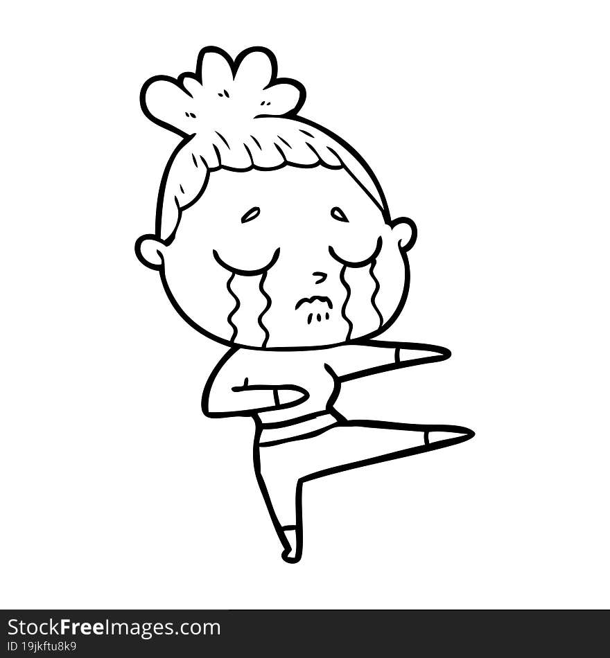 cartoon crying woman dancing. cartoon crying woman dancing