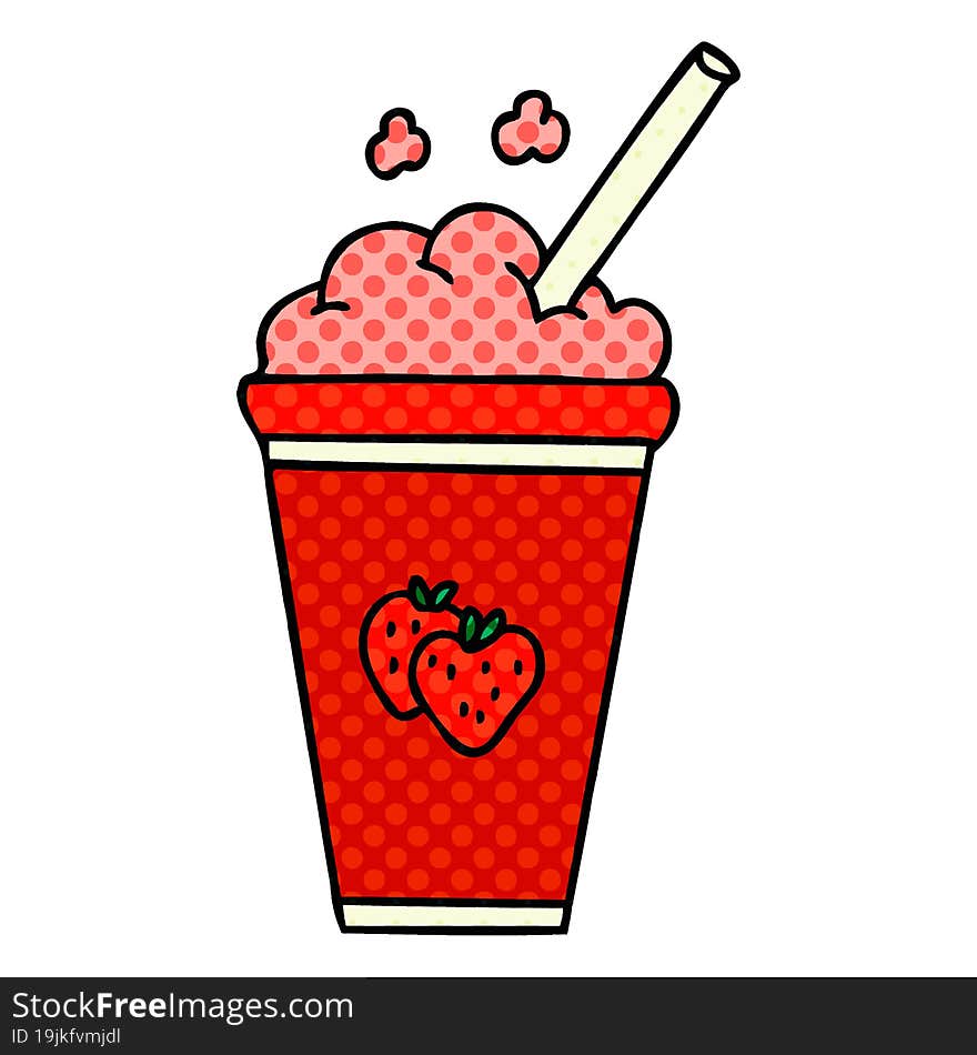 quirky comic book style cartoon strawberry milkshake