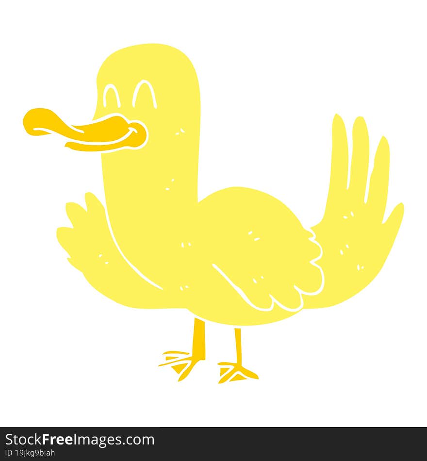 flat color illustration of a cartoon duck