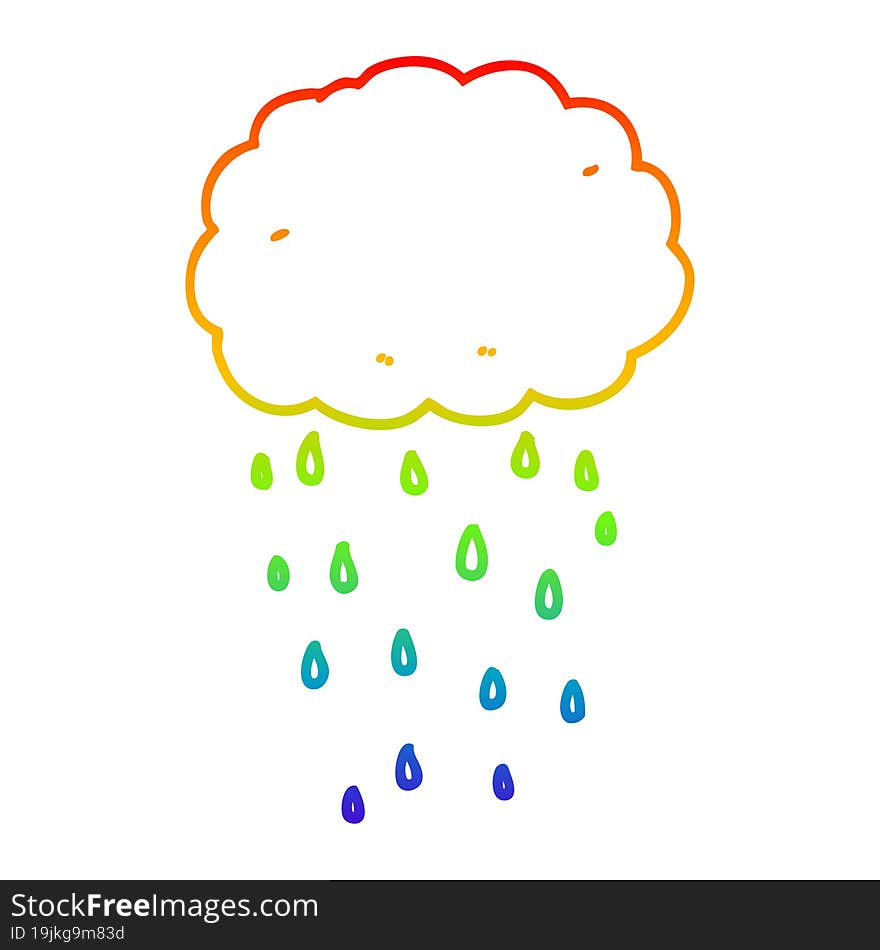 rainbow gradient line drawing cartoon rain cloud