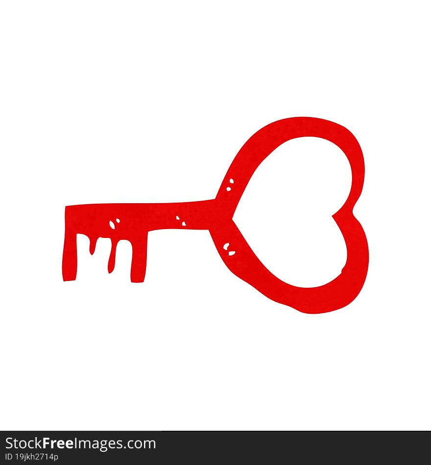 cartoon heart shaped key