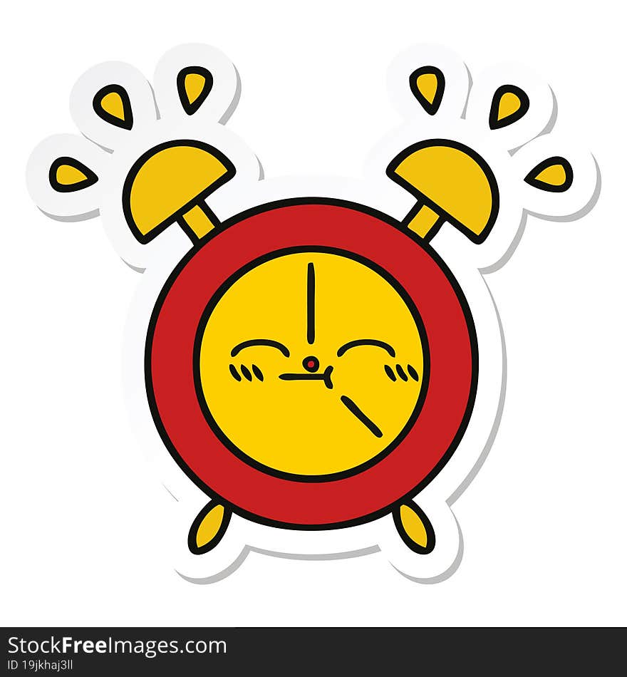 sticker of a cute cartoon alarm clock