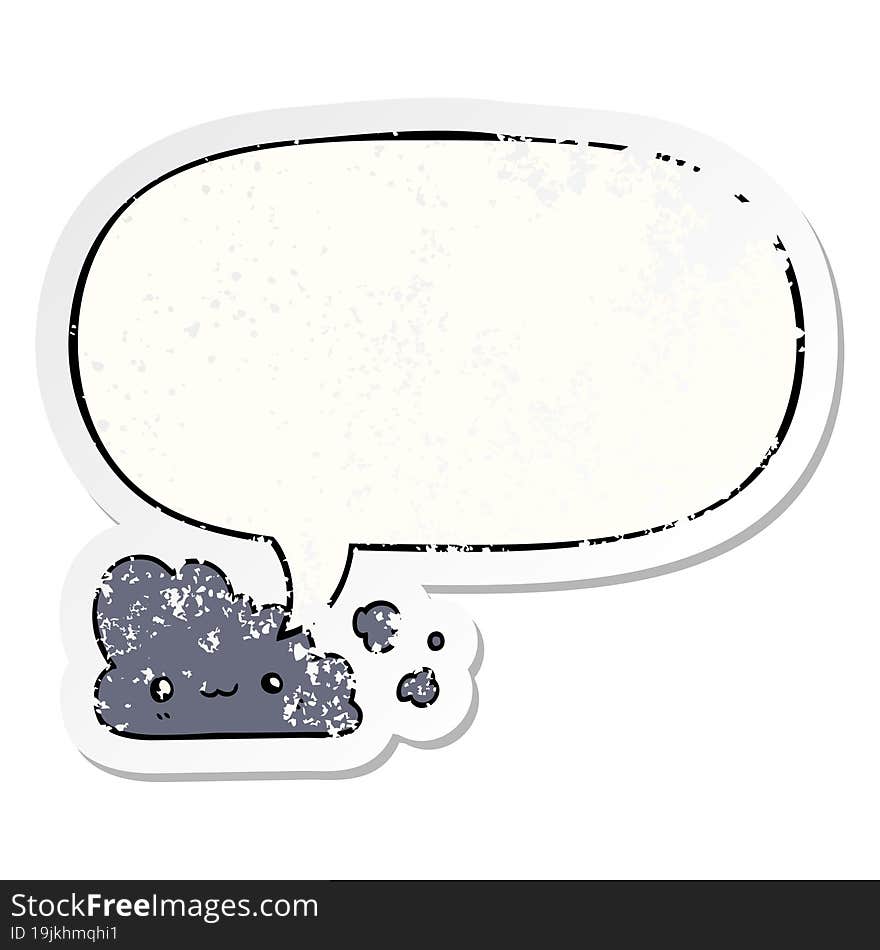 cute cartoon cloud and speech bubble distressed sticker