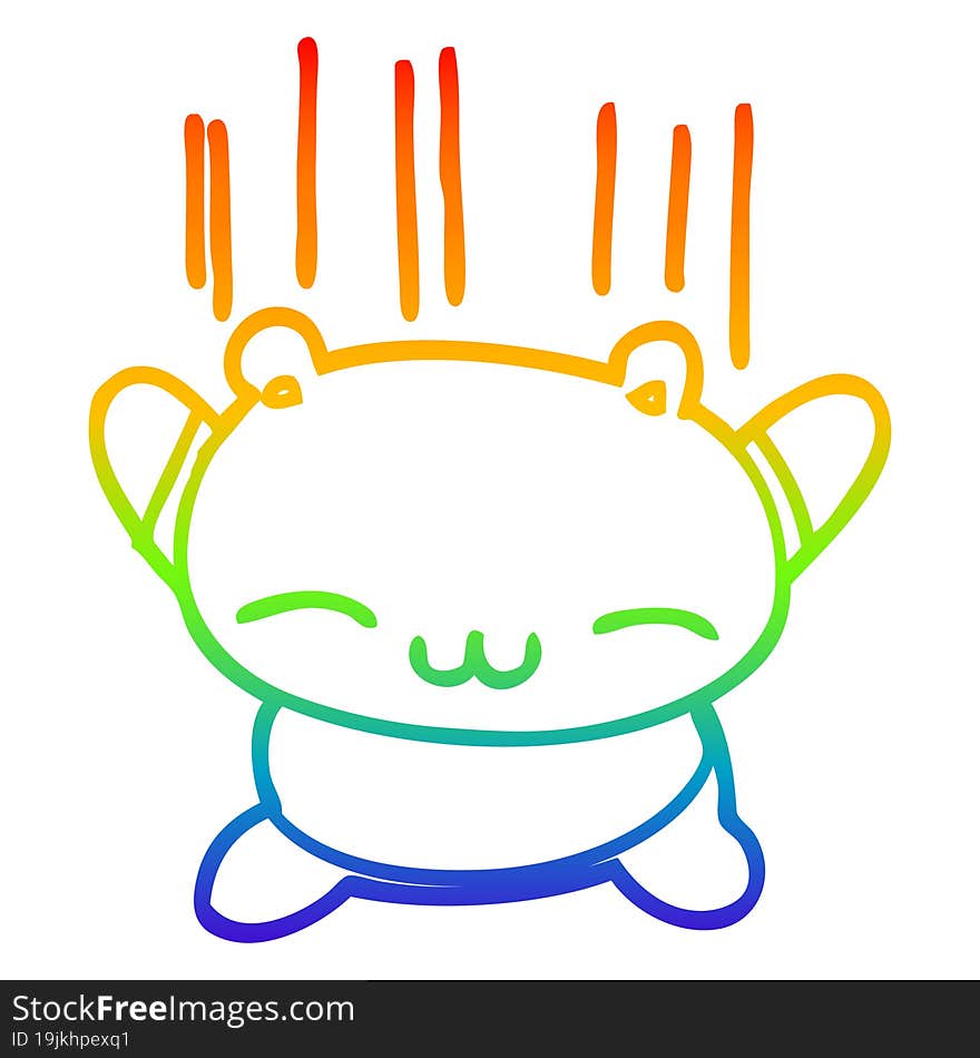 rainbow gradient line drawing cartoon jumping bear