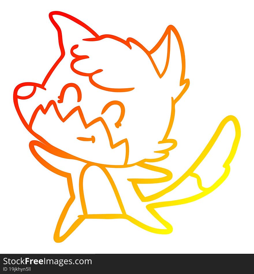 warm gradient line drawing cartoon friendly fox