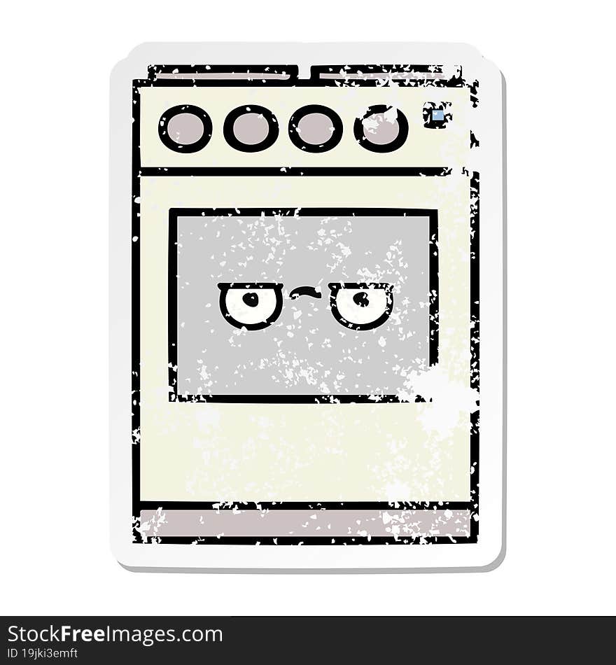 distressed sticker of a cute cartoon kitchen oven