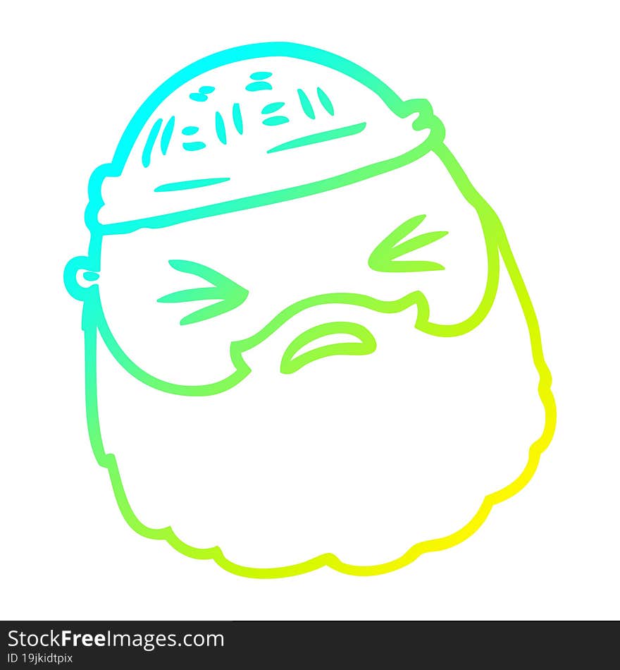 cold gradient line drawing cartoon male face with beard