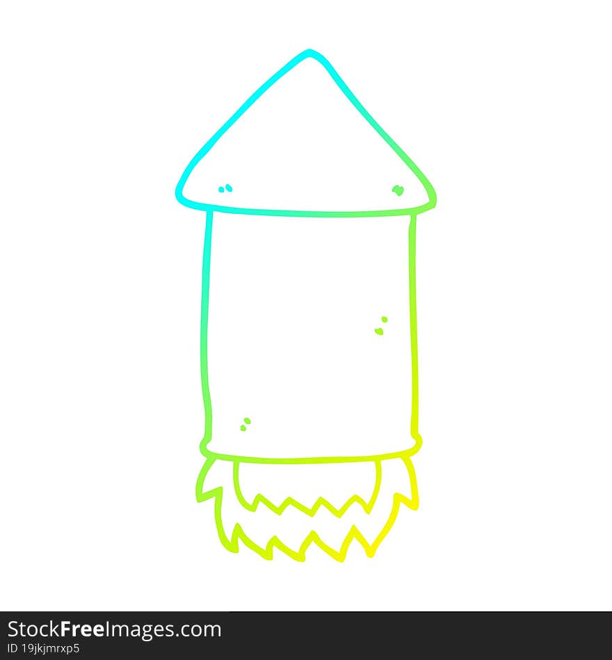 cold gradient line drawing cartoon rocket