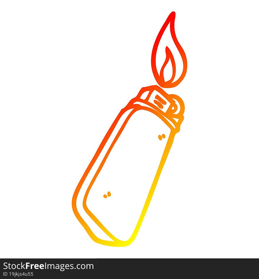 warm gradient line drawing of a cartoon disposable lighter