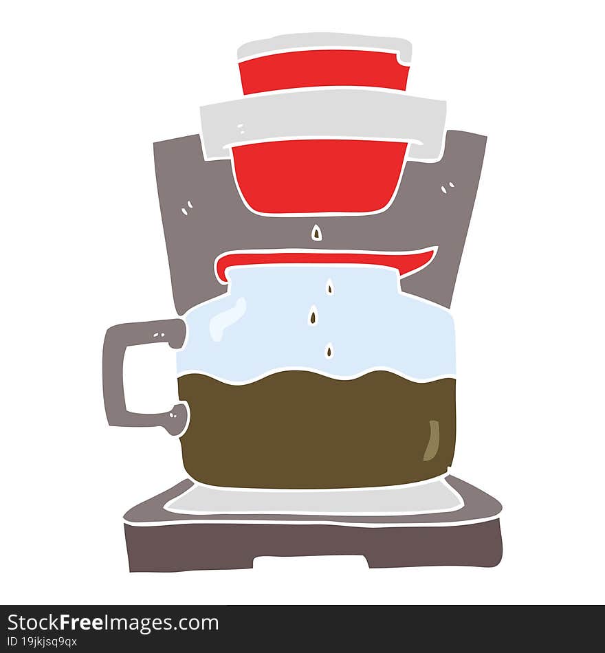 Flat Color Illustration Of A Cartoon Coffee Maker