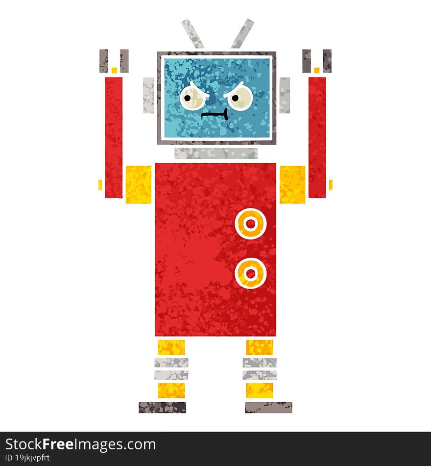 Retro Illustration Style Cartoon Robot