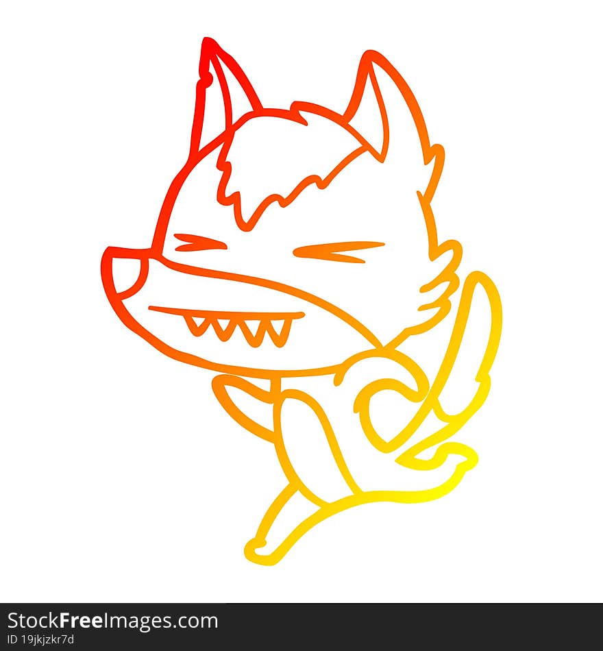 Warm Gradient Line Drawing Angry Wolf Running