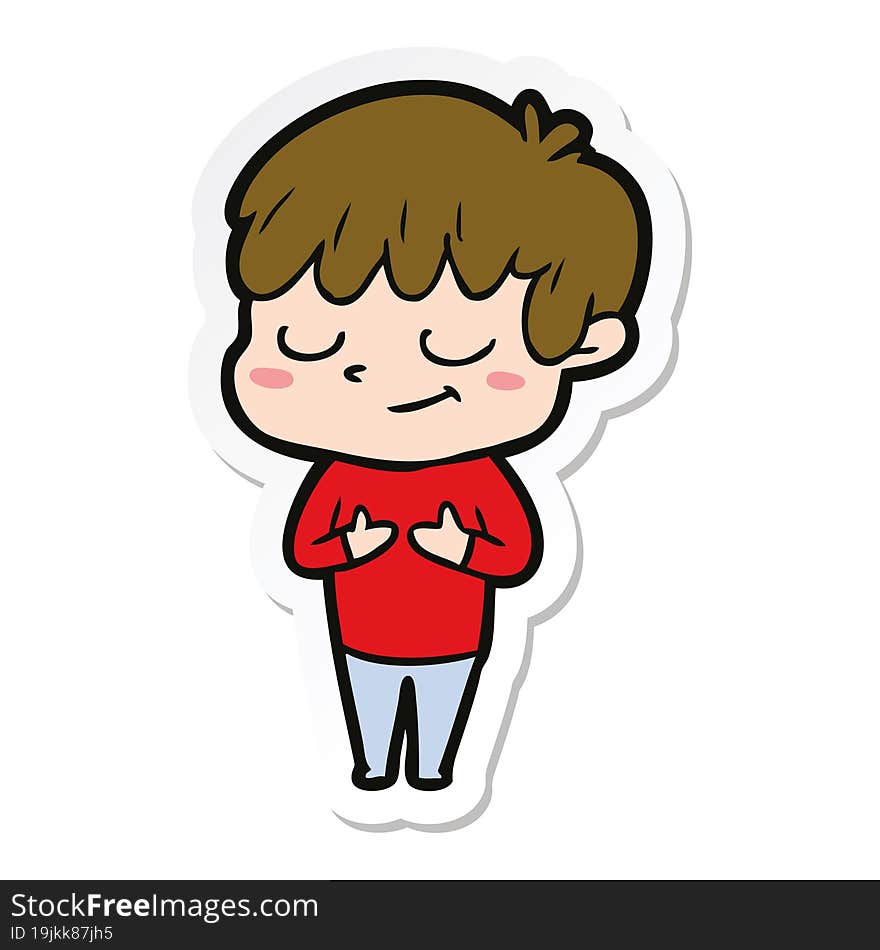 Sticker Of A Cartoon Happy Boy