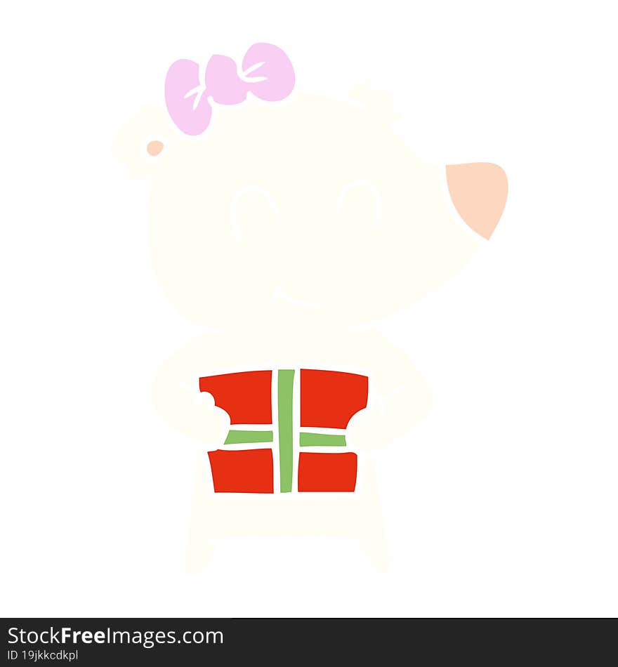 Female Polar Bear With Christmas Present