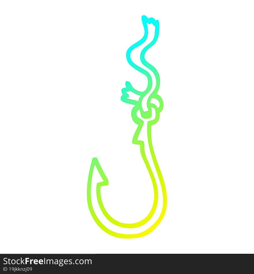 cold gradient line drawing of a cartoon fish hook