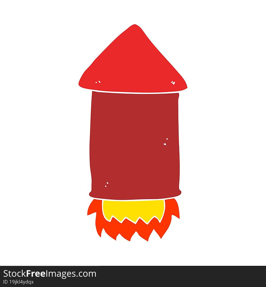 Flat Color Style Cartoon Rocket