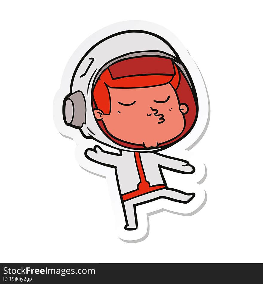 sticker of a cartoon confident astronaut