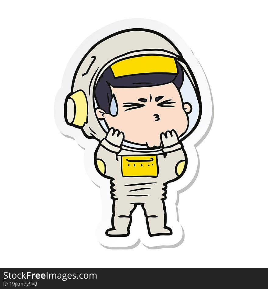 sticker of a cartoon stressed astronaut